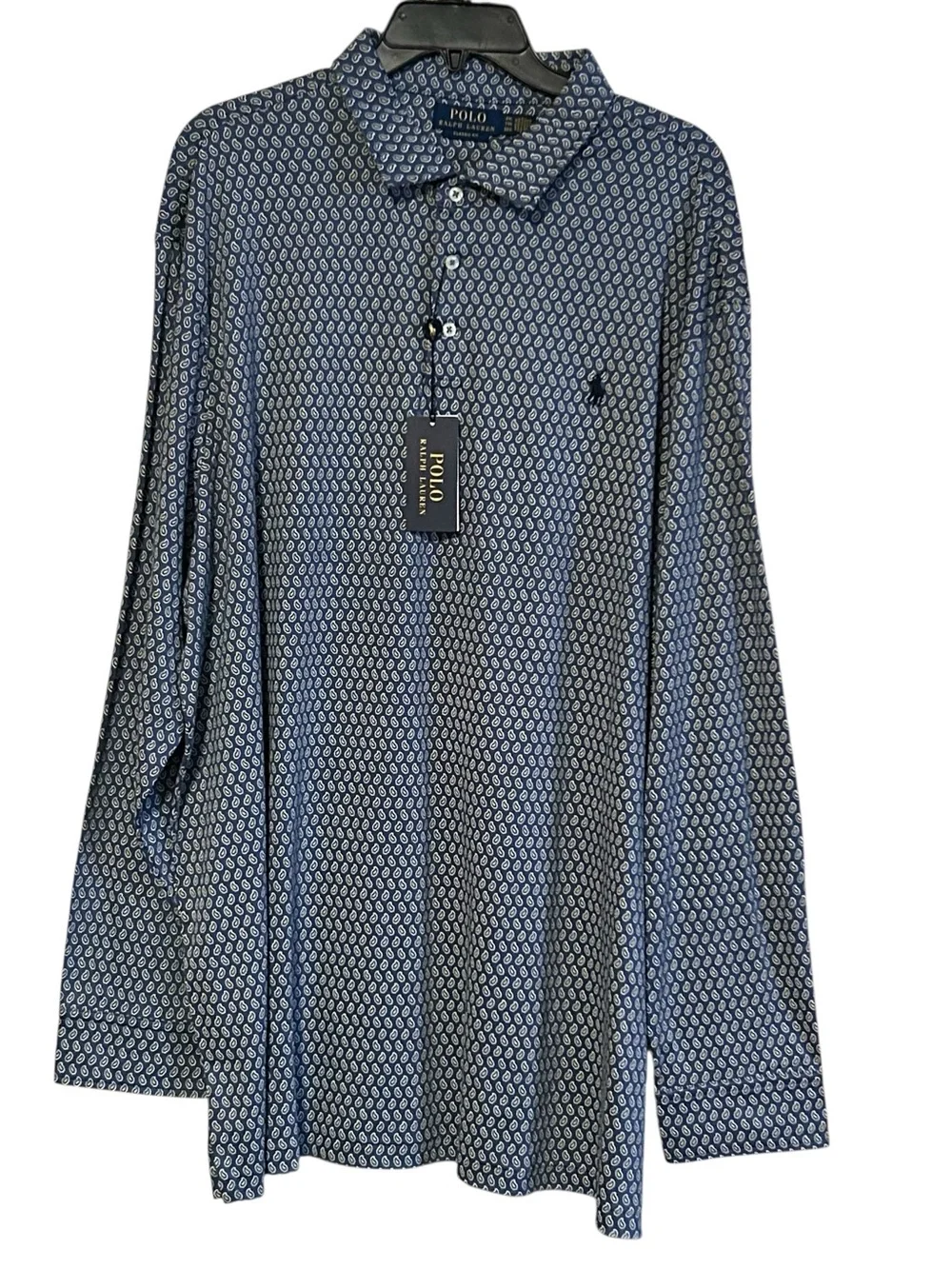 New Polo Ralph Lauren Classic Fit Paisley Foulard Carson Blue Size XXL LS AOP